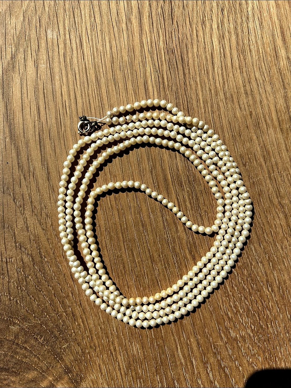 Vintage Heavy Cream Glass Pearl Necklace Opera Length Strand classic